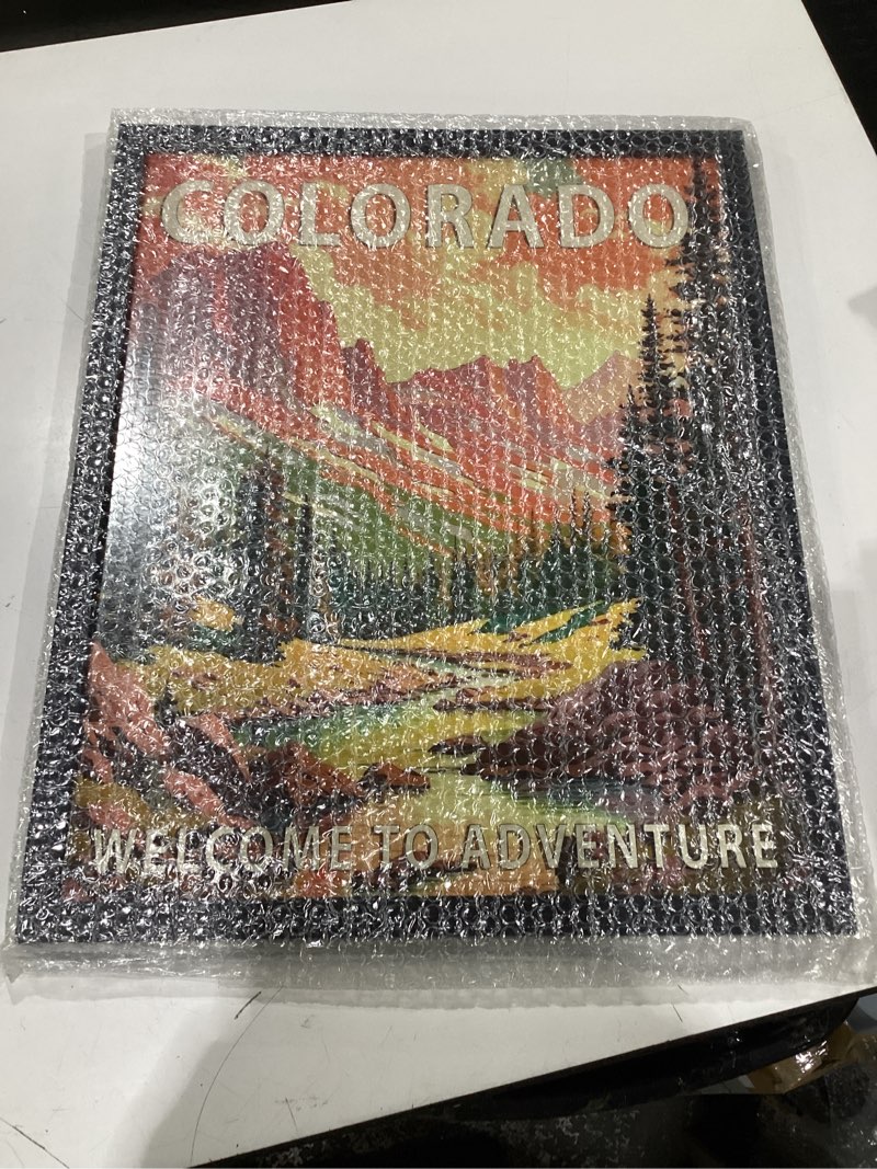 Condition photo showing New/Like New for colorado state scenery poster art print, retro states landscape wall art decor, adventure mountain and scenery painting for bedroom, living room 42 (colorado,10"l x 8"w, black frame) colorado black frame 10"l x 8"w