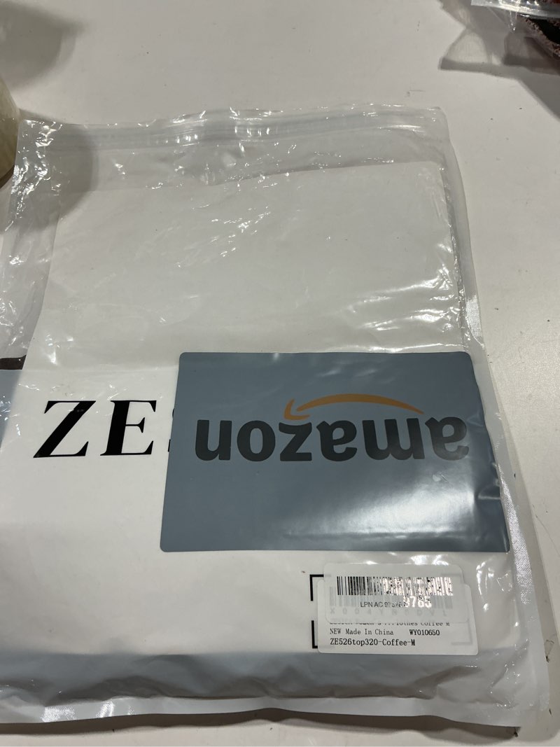 Condition photo showing Good Condition for zesica cowl neck business casual tops for women 2026 slim fit cute summer short sleeve shirts fashion ruched clothes coffee medium