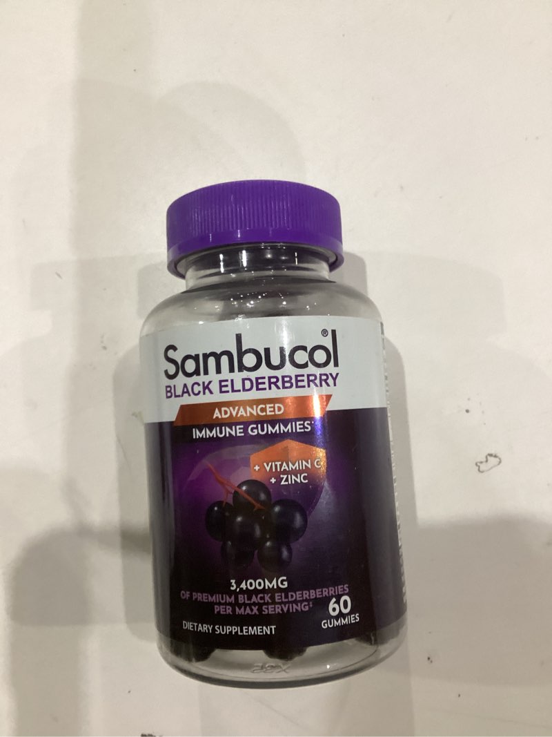 Condition photo showing New/Like New for Sambucol Black Elderberry Gummies - Elderberry with Zinc and Vitamin C for Adults, Sambucus Gummies, Immune Support - 60 Count Original 60 Count (Pack of 1)