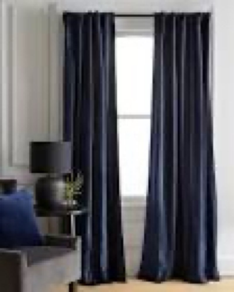 quince luster velvet blackout curtain navy 2 panels  48” x 96