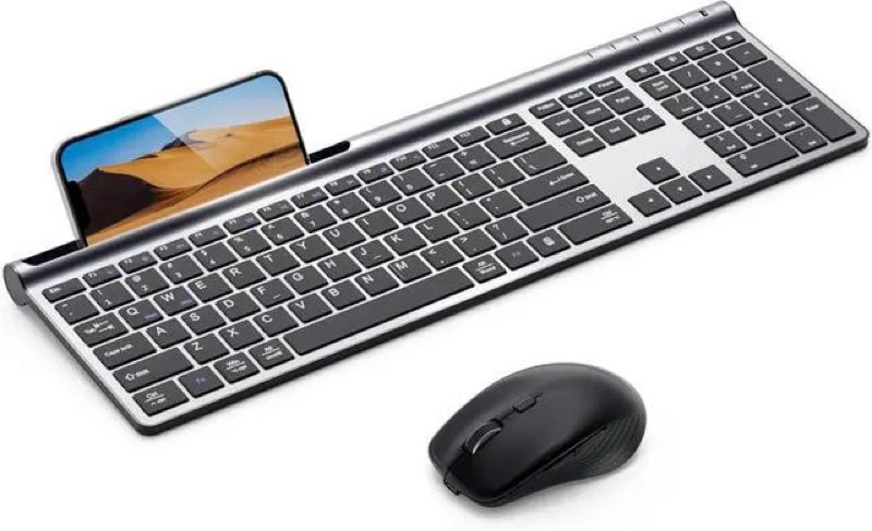 (INCOMPLETE)Wireless Keyboard and Mouse Combo, Ultra Slim Rechargeable Dual-Mode (Bluetooth 2.4G) Silent Keyboard and Mouse Set