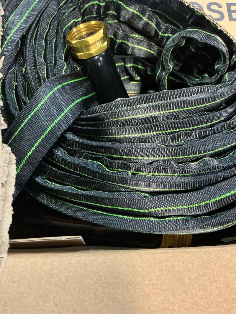 Condition photo showing Good Condition for garden hose 100 ft water hose flexible heavy duty outdoor lightweight no kink long non-expandable high pressure flat hoses pipe 100’ strong 3/4’’ brass fitting for outside yard lawn car wash 100ft