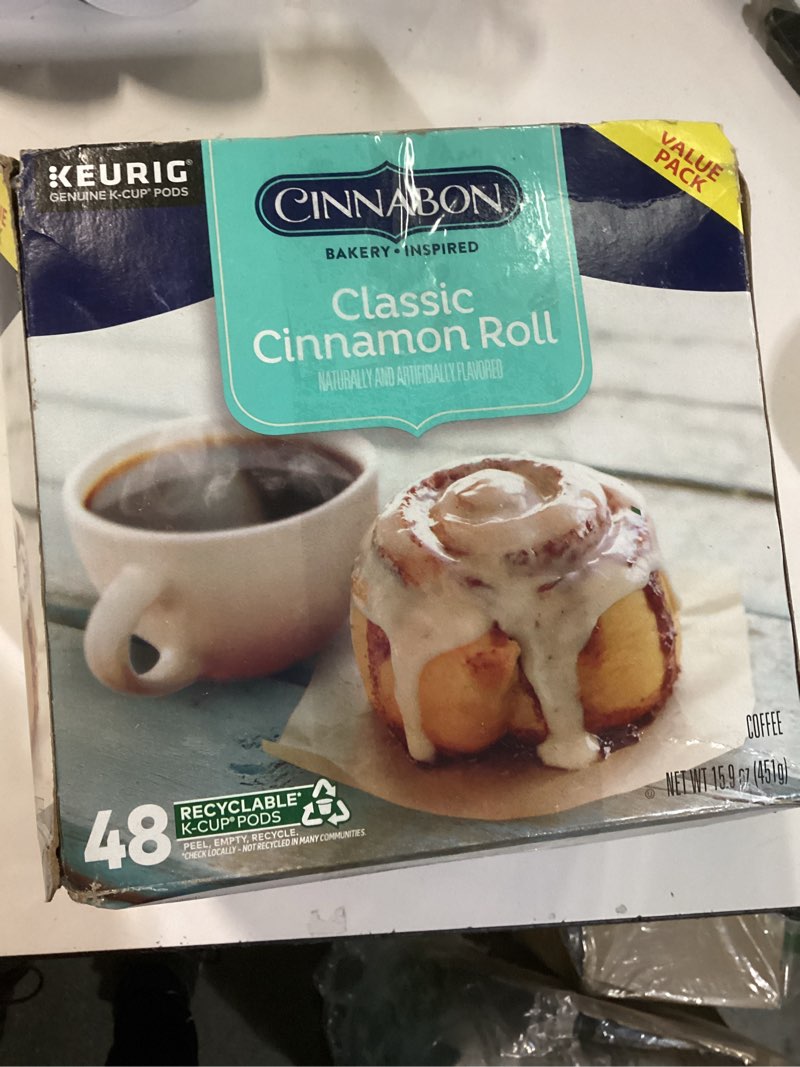 Condition photo showing New/Like New for cinnabon classic cinnamon roll keurig single-serve k-cup pods, light roast coffee, 48 count classic cinnamon roll 48 count (pack of 1)