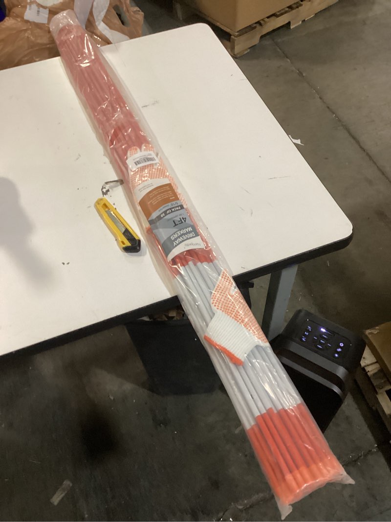 Condition photo showing Good Condition for 30 PCS Driveway Markers with 10.2" Reflective Tape 48 Inch Solid Fiberglass Snow Stakes for Snow Plowing with Steel Drill Bit and Protection Gloves 5/16 Inch 30 48 Inch