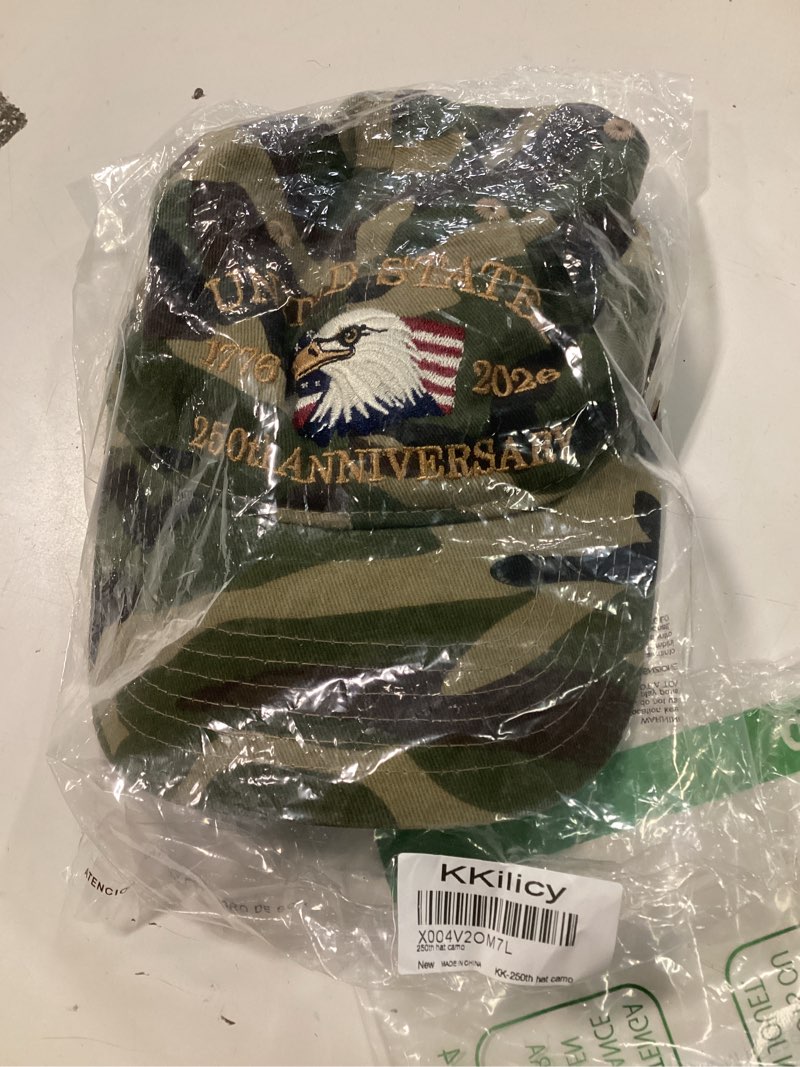 Condition photo showing Good Condition for 250 Anniversary USA Hat Adjustable America 250th Anniversary Hat 1776-2026 Embroidery Baseball Cap Camo