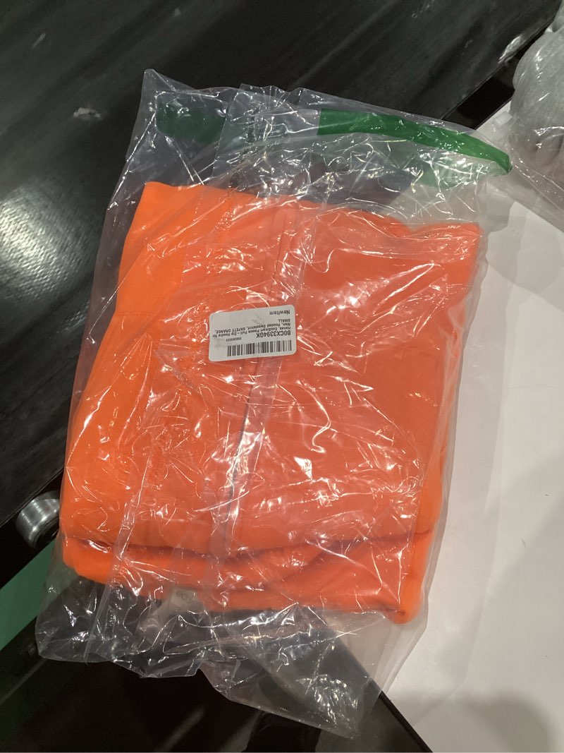 Condition photo showing New/Like New for Hanes mens Zip-up Hoodie, Ecosmart Fleece Full-zip Hoodie for Men, Hooded Sweatshirt Small Safety Orange