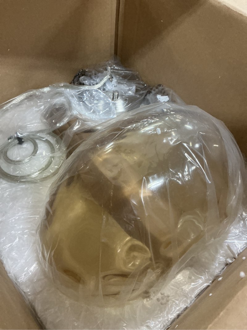 Condition photo showing New/Like New for 11" Amber Hammered Glass Pendant Light, Blown Glass Hanging Light Fixture with Brushed Nickel Finish, Vintage Modern Ceiling Light for Kitchen Island, Dining Room, Hallway, Living Room