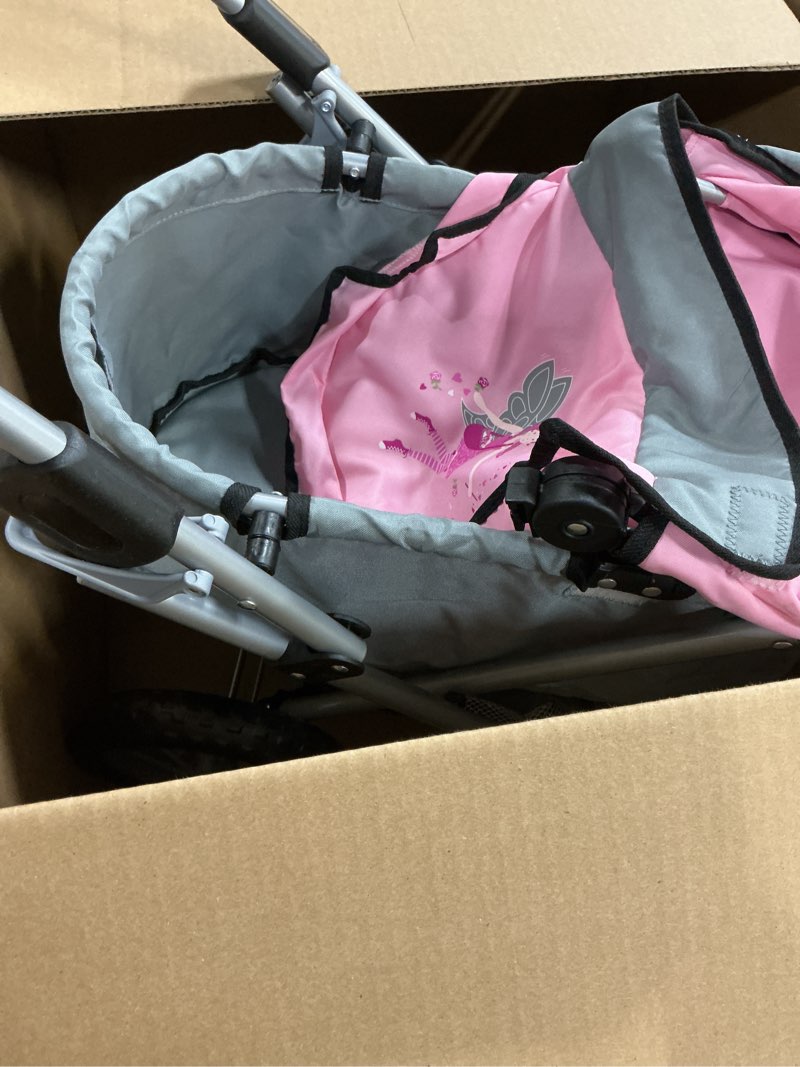 Condition photo showing As Is for (Similar to stock photo) Bayer: 4-in-1 Toy Baby Doll Pram Stroller Cosy Set - Dolls Up to 18\" (Pink/Grey) | Baby Dolls | Pretend | Dress up | Accessory Grey and Pink