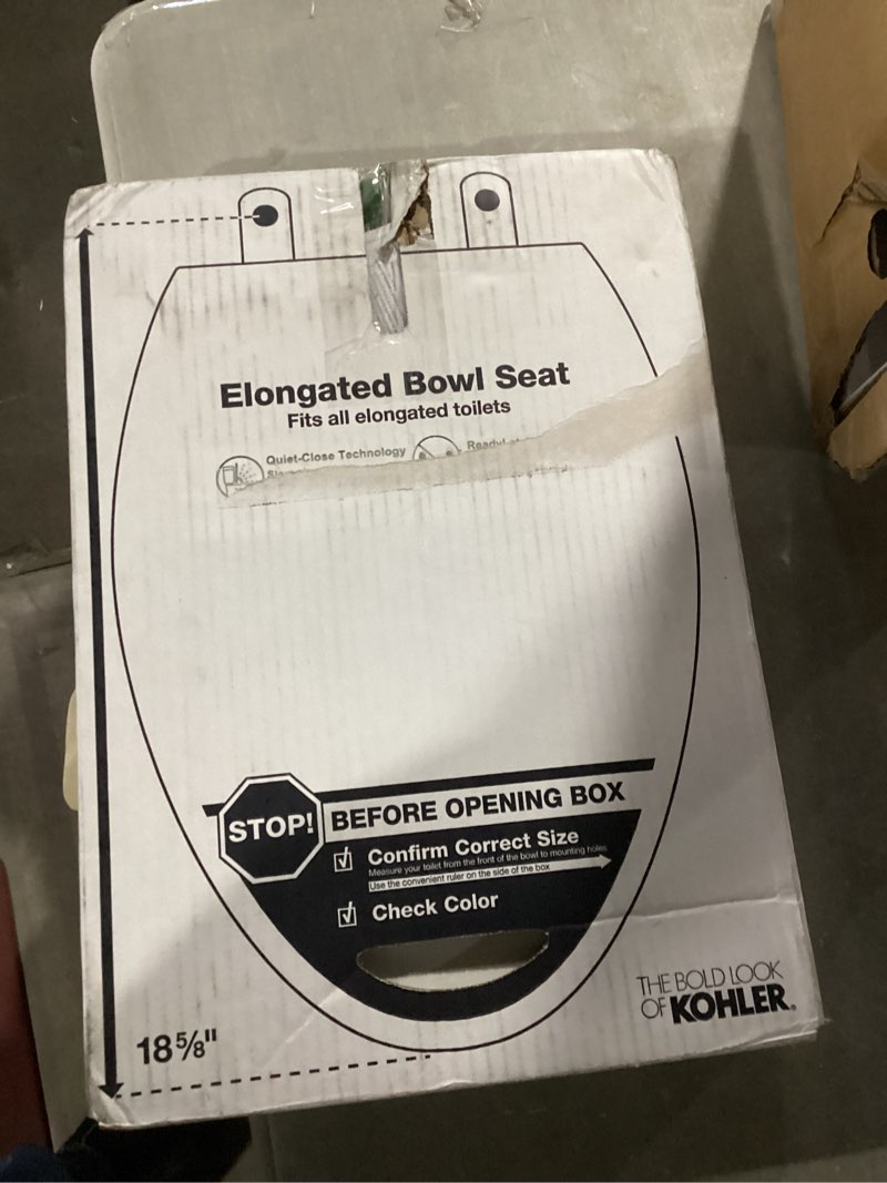 Condition photo showing New/Like New for kohler 4636-rl-0 cachet readylatch elongated toilet seat slow close, soft close toilet seat quiet lid, contoured grip-tight bumpers installation hardware, apartment essentials, white white elongated ready latch