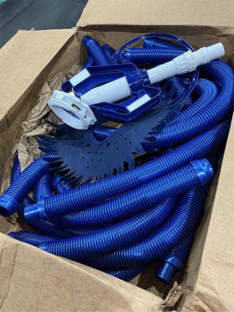 Condition photo showing As Is for vingli pool vacuum above ground indoor outdoor automatic swimming pool cleaner sweep sweeper with 33ft hoses (nave blue)