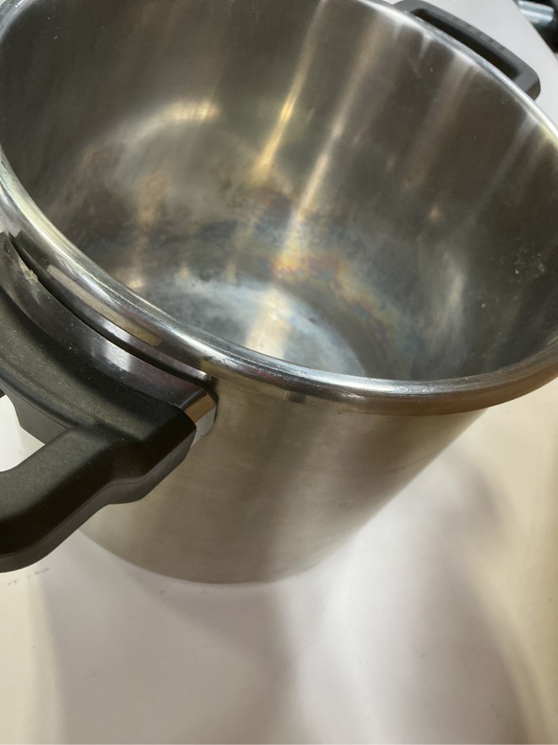 Condition photo showing As Is for Barton 10.5-Quart Stainless Steel Pressure Cooker, Secure Locking System, One Hand System, Recipe Book Included, Compatible with Gas, Electric & Induction Cooking, Fast Cooking Stove Top Pot