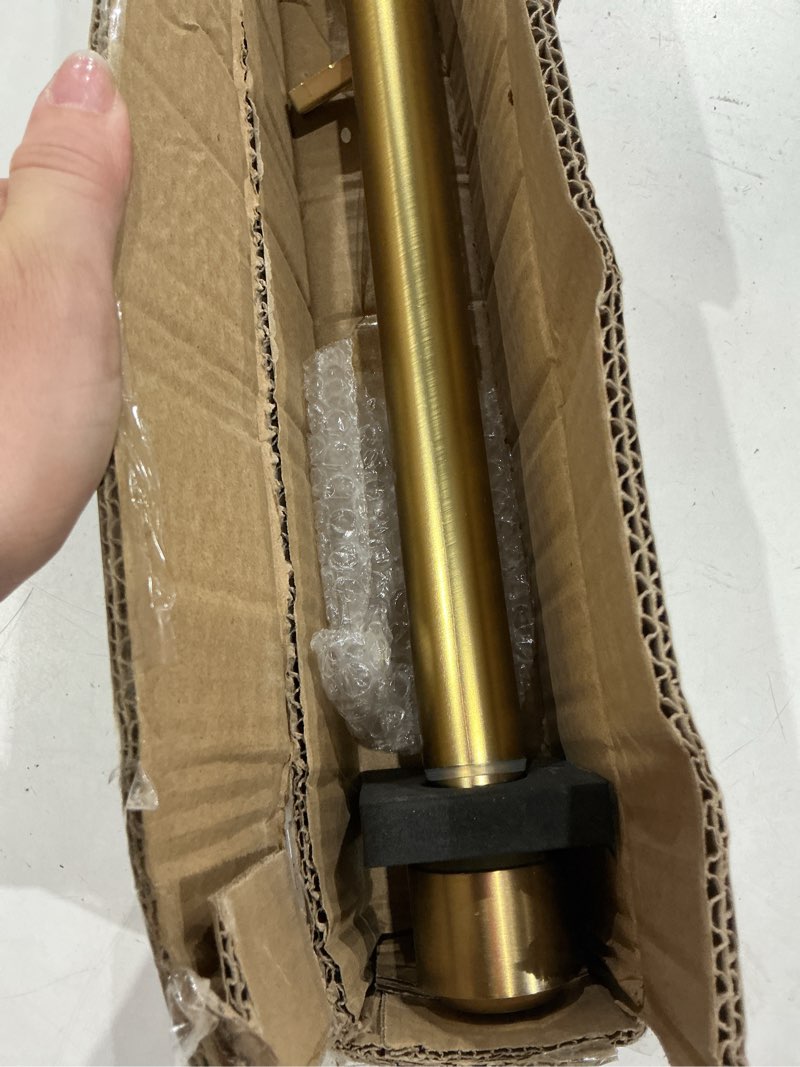 Condition photo showing Good Condition for heavy duty curtain rods, 1 1/8 inch diameter single curtain rod 36-72inch(3-6ft) extendable length with end caps adjustable modern brackets-warm gold warm gold 36-72"