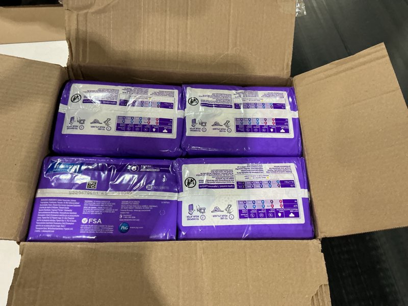 Condition photo showing New/Like New for Always Discreet Adult Incontinence Pads for Women, Extra Heavy Absorbency, Long Length, Postpartum Pads, 112 Count (4 Packs of 28) Long 112