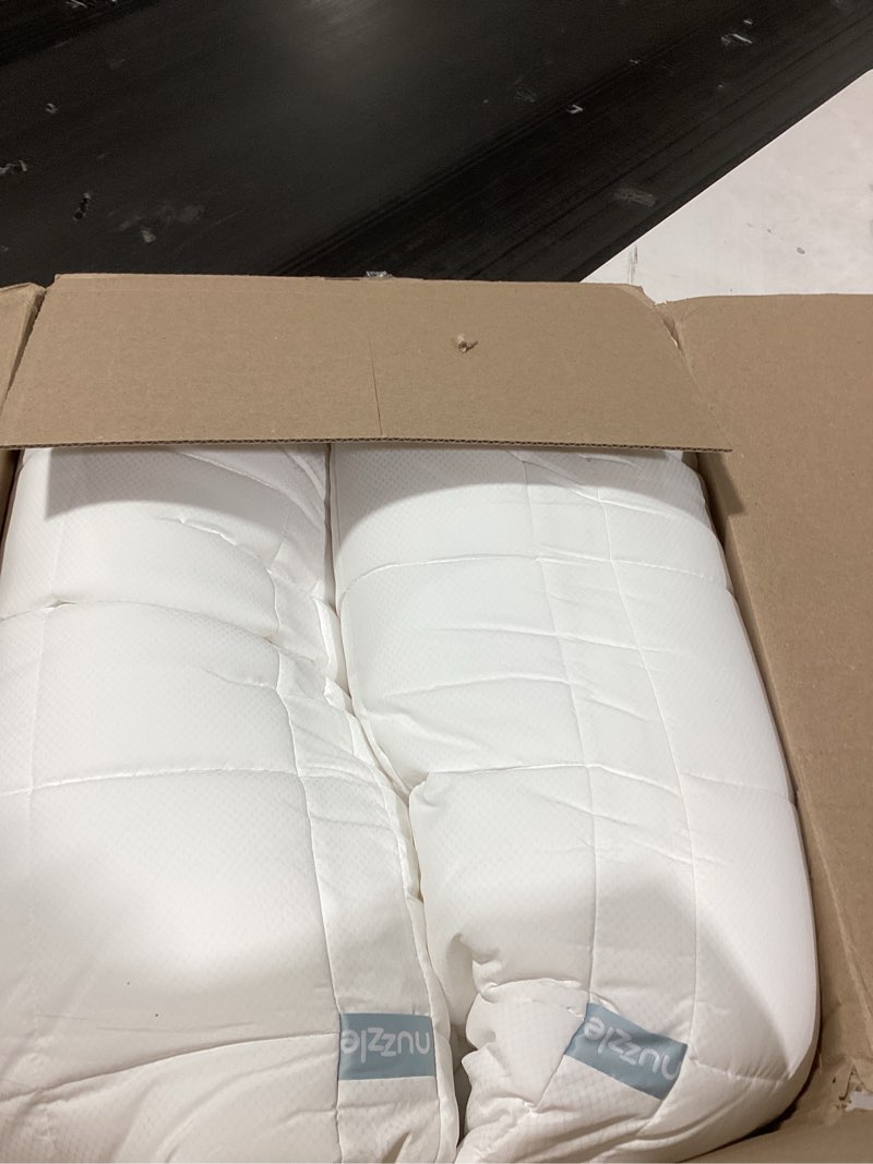 Condition photo showing New/Like New for Nuzzle Cooling Adjustable Pillows for Side Sleepers, Luxury King Size Set of 2 Bed Pillows Hotel Collection - Best Adjust Height Soft Firm Pillows for Back, Stomach and Side Sleepers King SIze (Set of 2) White