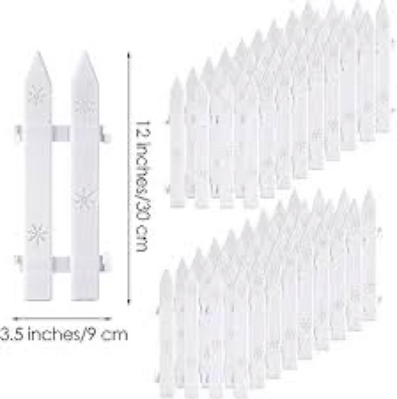 MCEAST 16 Pieces White Plastic Traditional Christmas Tree Fences, 4.6 x 12 Inches, Ideal for Home, Wedding, Fairy Garden, Party