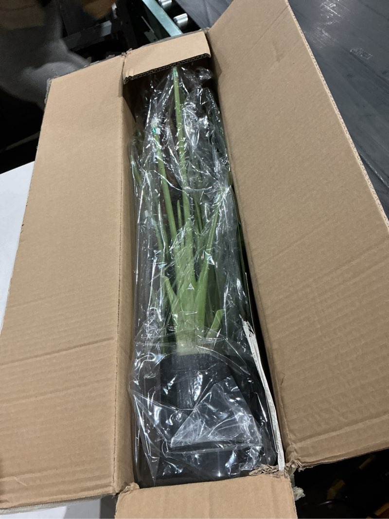 Condition photo showing Good Condition for birds of paradise plant artificial, 4ft fake plants faux banana leaf tree with 9 banana leaves, lifelike tall fake tropical palm indoor silk floor plant in black pot for house,office,room,home decor 4 ft black 1