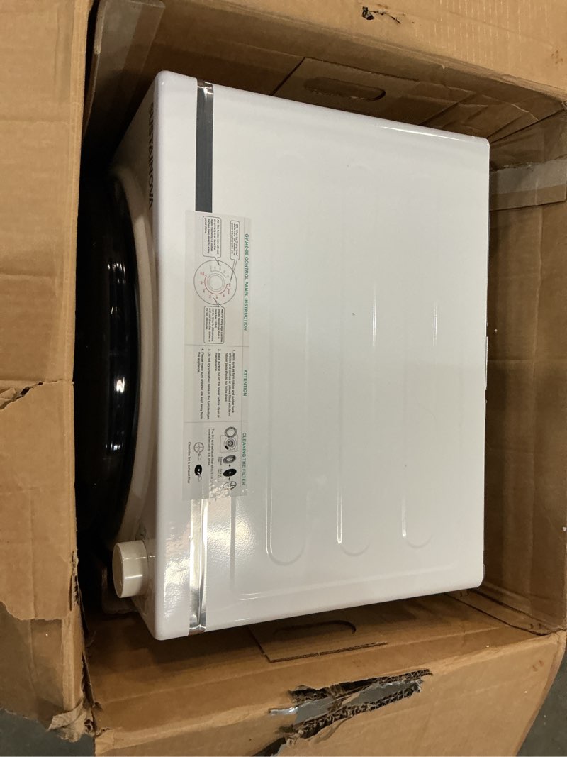 Condition photo showing Good Condition for elevon 2.6 cu.ft portable laundry dryer,800w electric clothes dryer with stainless steel tub,front load with exhaust pipe,5 automatic drying modes lcd control panel for apartment home dorm rv,white
