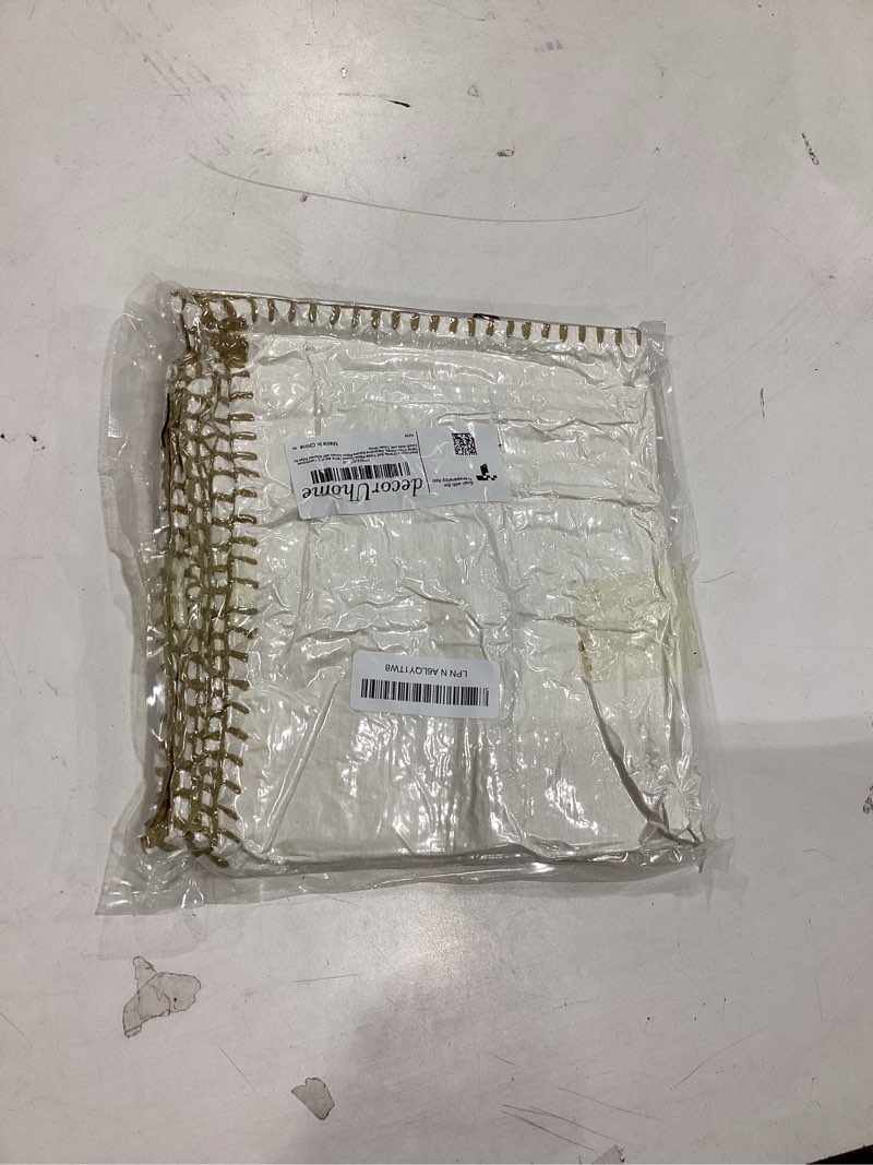 Condition photo showing New/Like New for decorUhome Spring Chenille Soft Cozy Throw Pillow Covers 18x18 Set of 2, Modern Farmhouse Boho Velvet Decorative Pillow Cases with Stitched Edge for Couch Sofa Bed Home Decor, Cream White Cream White 18" x 18" (Pack of 2)