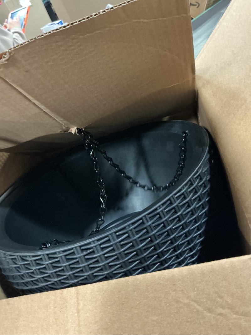 Condition photo showing Good Condition for keter resin rattan set of 2 round hanging planter baskets for indoor and outdoor plants, anthracite