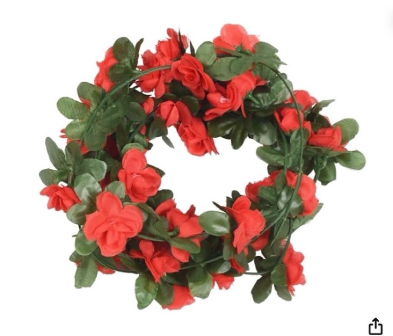 vidaXL Christmas Flower Garland Spring Red PE, Artificial Silk