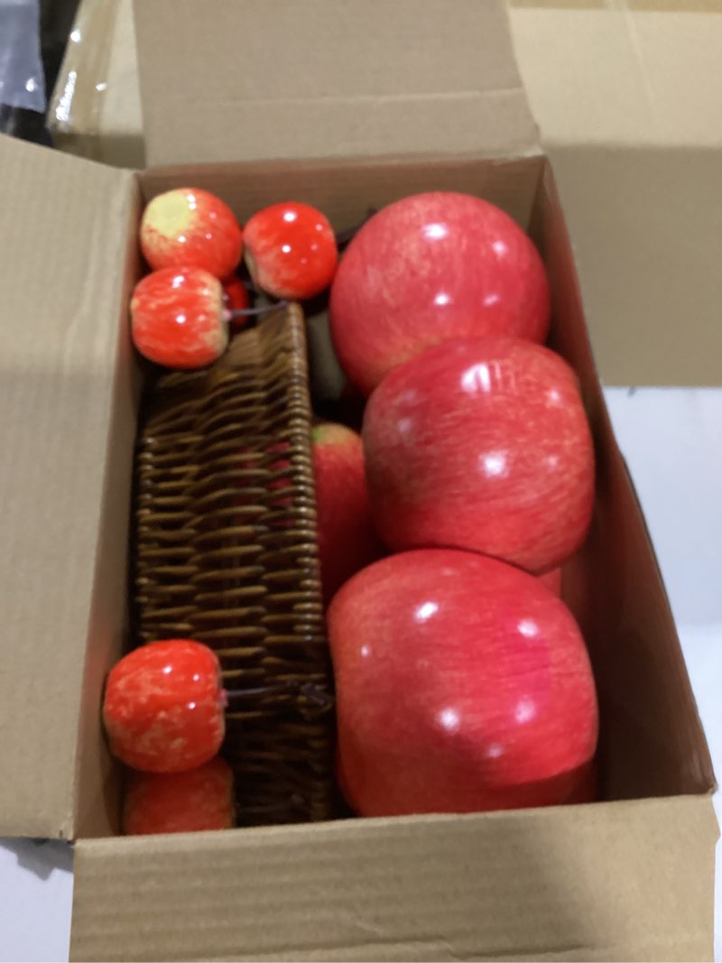 Condition photo showing As Is for 30 Pcs Fake Apples with Woven Basket Fall Artificial Red Apples for Autumn Harvest Decoration, Photography Props, Kitchen Table Centerpiece, Wreath DIY Crafts(2 Sizes)