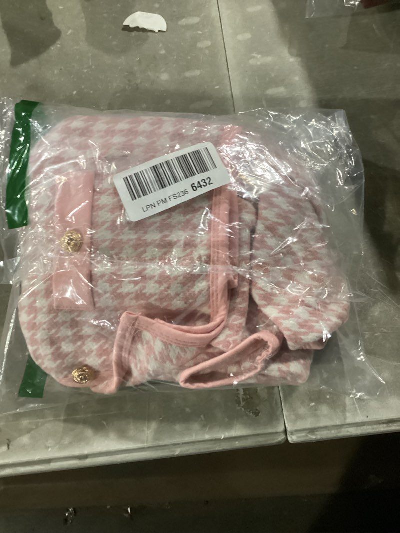 WDIRARA Girl's 2 Piece Houndstooth Outfits Tweed Jacket and Skirt Set Tea Party SuitsPink 10Y