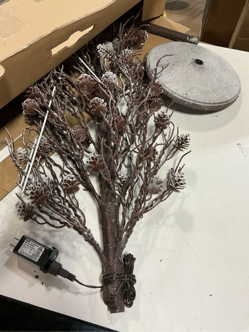Condition photo showing Good Condition for 23\" Frosted Artificial Pinecone Stem Bundle -Brown