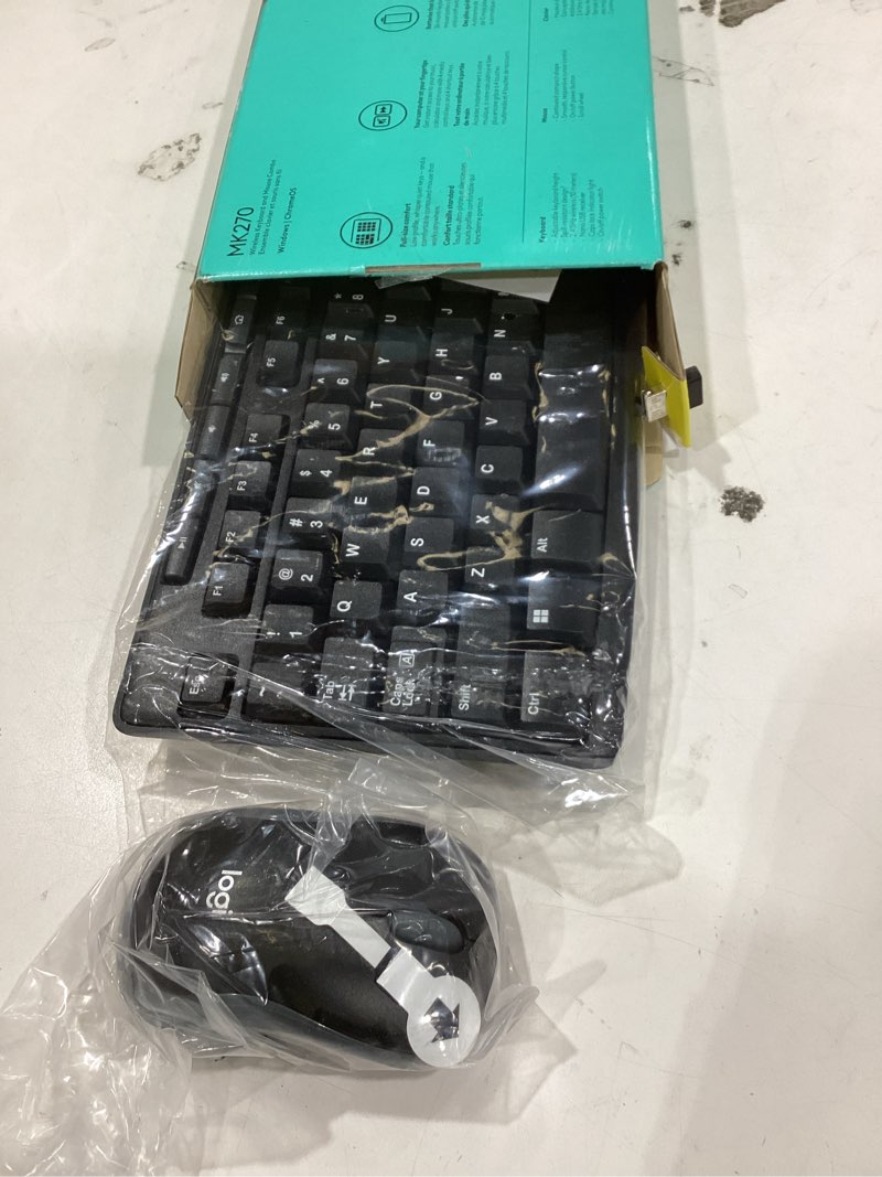 Condition photo showing Good Condition for logitech mk270 wireless keyboard and mouse combo for windows, 2.4 ghz wireless, compact mouse, 8 multimedia and shortcut keys, 2-year battery life, for pc, laptop - black black 1 pack combo