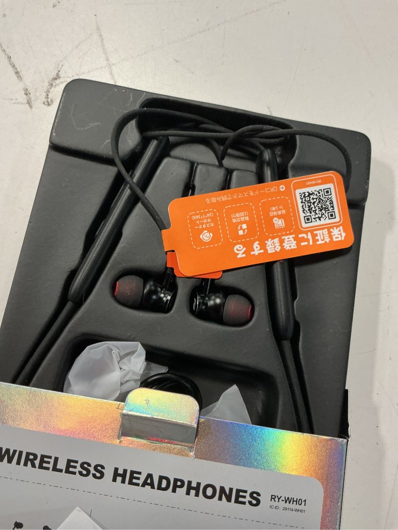 Condition photo showing Good Condition for Rythflo Bluetooth Headphones,V5.2 Wireless Bluetooth Earbuds w/Mic in-Ear Magnetic Neckband Earphone 30Hrs Playtime, IPX7 Sweatproof Deep Bass Headset for Phone Call Music Sports Black&Red