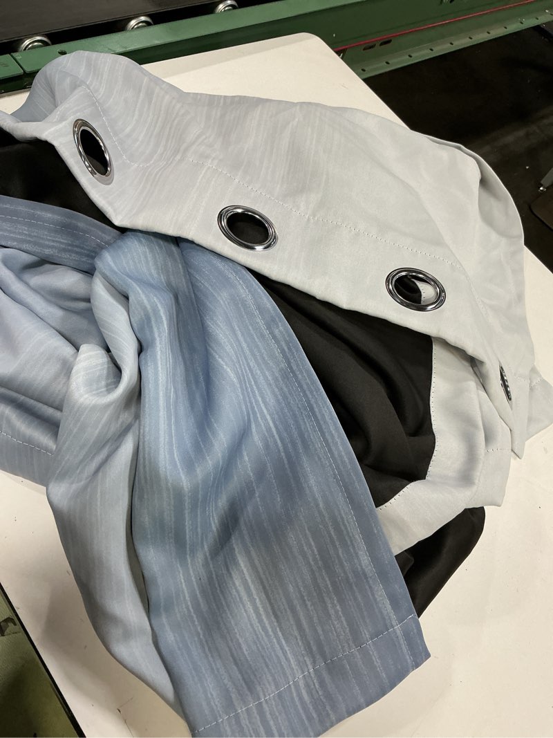 Condition photo showing As Is for MIULEE Ombre 100% Blackout Curtains, Stone Blue and Greyish White Room Darkening Thermal Insulated 63 Inches Long Drapes for Bedroom & Living Room Grommet Window Treatments Modern 52Wx63L, Set of 2 Stone Blue and Greyish White 52"W x 63"L (Pack of 2)