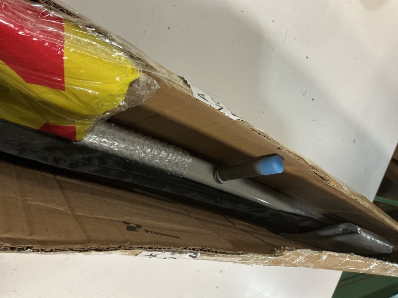 Condition photo showing Good Condition for 1 set open feather flag pole kit now open flag with pole, ground stake, water bag, travel bag outdoor sign advertising themed feather banner for business