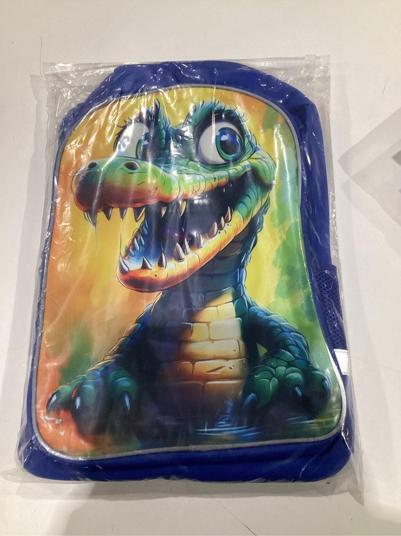 Condition photo showing New/Like New for Kids Backpack, 3D Reflective Cartoon, 600D Polyester & Dual Zippers, 17" Bookbag with Ergonomic Design for boys & girls age 6-18, Crocodile Space Style for school Children Kids 23##crocodile