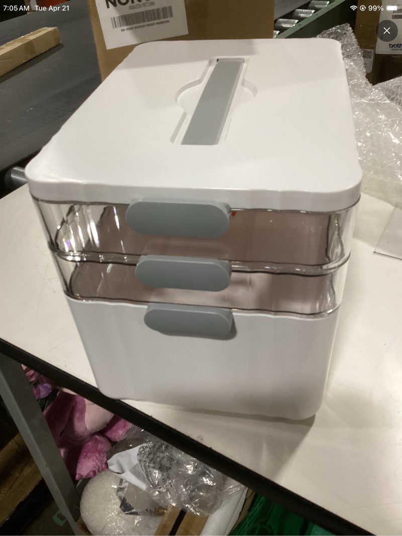 Condition photo showing Good Condition for joybos 3-tier medicine storage box cabinet, empty first aid kit portable medical supply organizer with leather handle for home 3-tier medicine storage box