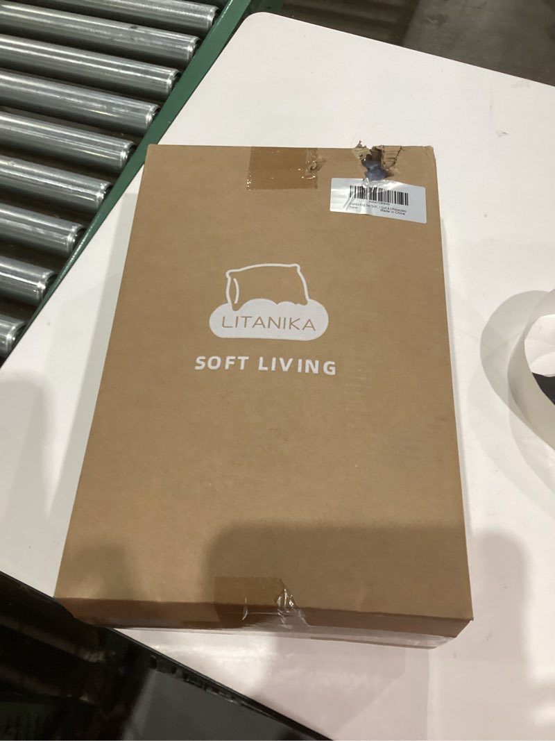 Condition photo showing New/Like New for Litanika King Size Quilt Bedding Set, Dark Blue Grey Summer Lightweight Soft Comforter Bedspreads & Coverlets, Boho Farmhouse Bedding Cover Bed Decor All Season, 3 Pieces (1 Quilt & 2 Pillowcases) King 11 - Dark Blue Grey