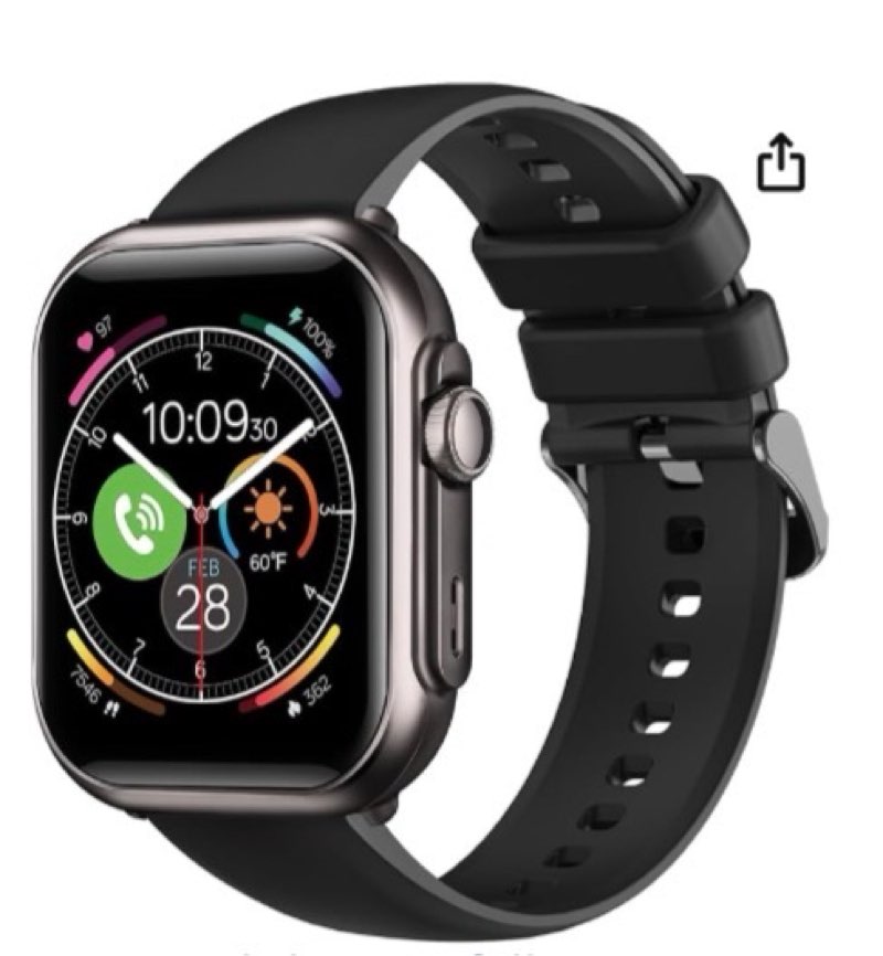 fitness smart watch for men women: 1.85" smart watch with 30 days+1000 mah battery life make/recive call heart rate spo2 sleep monitor 120+ sport 5atm fitness tracker jet black 1.85