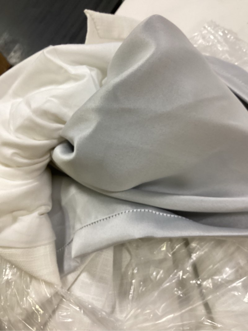 Condition photo showing Good Condition for textured cotton room darkening curtain, 48x96, white