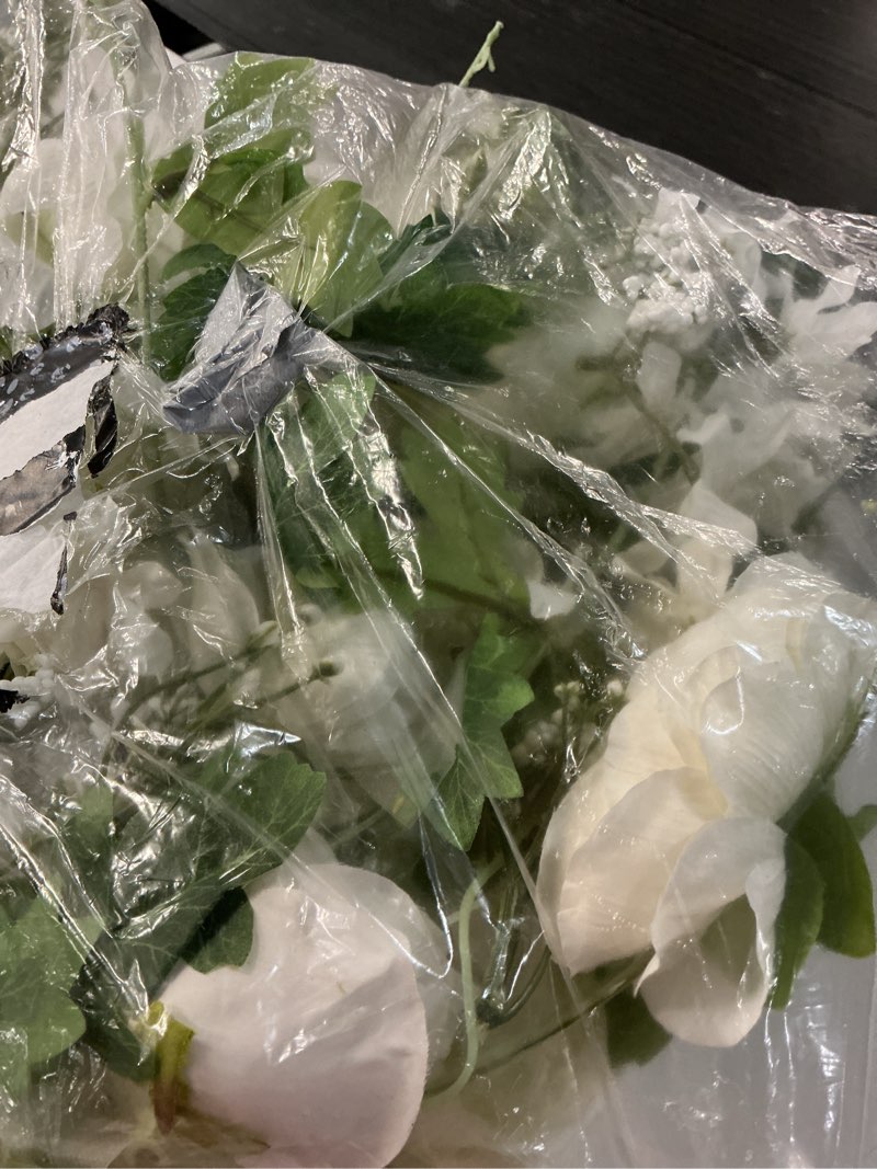 Condition photo showing As Is for dearhouse 2pack artificial peony flower garland - silk peony garland with white flowers for wedding party table decoration,6ft/strand white 2