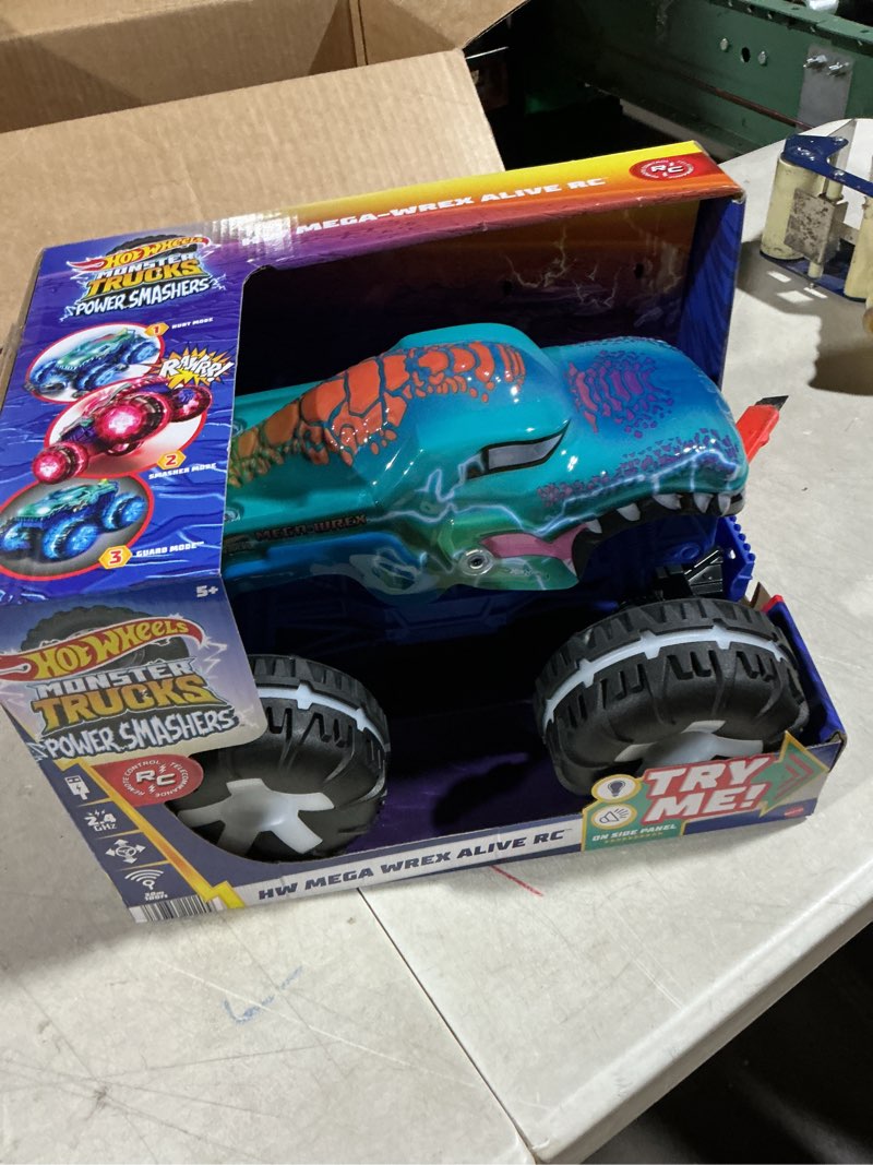 Condition photo showing Good Condition for Hot Wheels Monster Trucks 1:15 Scale Mega-Wrex Alive Battery-Powered RC Vehicle with Lights & Sounds
