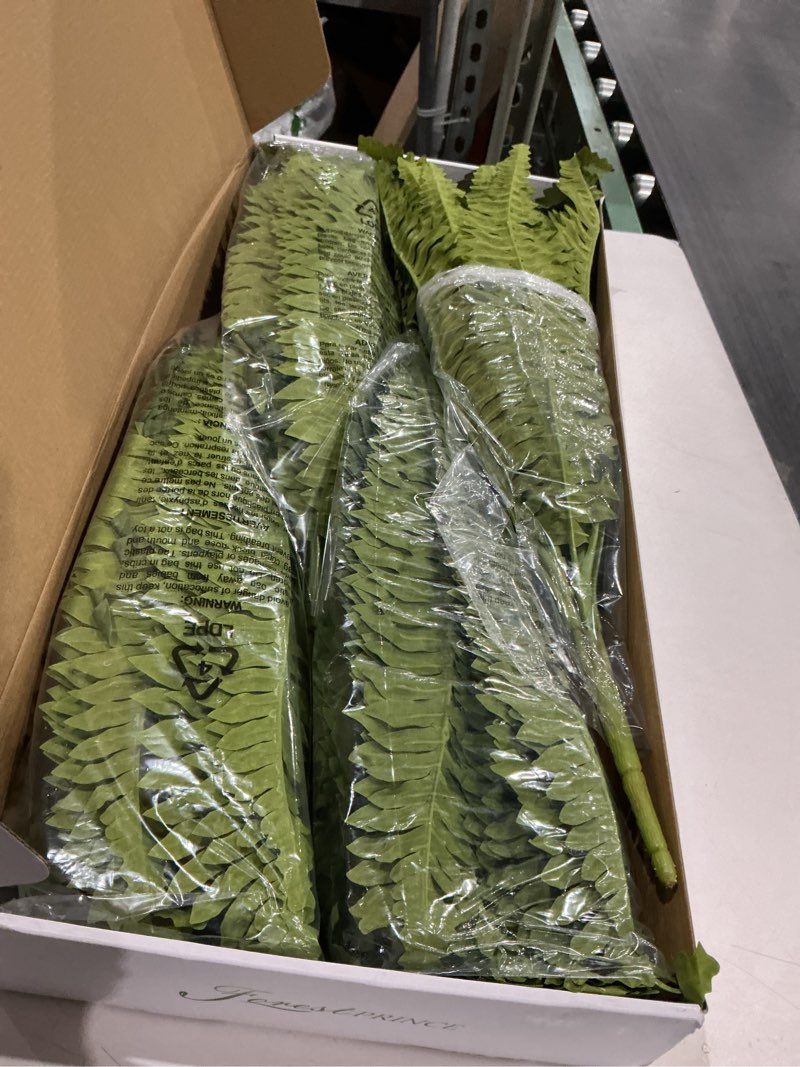 Condition photo showing Good Condition for 35" fake ferns, 4 large artificial bonston ferns bushes plants with 39 fronds for outdoors garden patio porch entrance low maintain home decor