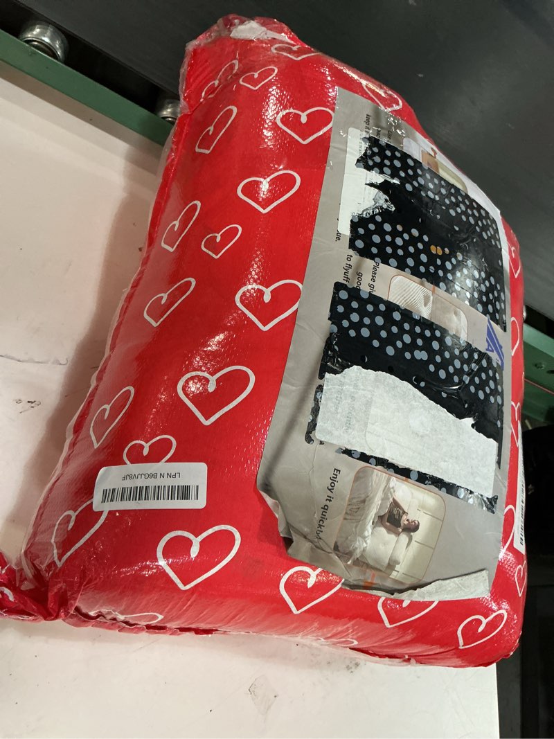 Condition photo showing New/Like New for headboard wedge pillow + a long neck roll pillow body pillow?large headboard pillow with removable cover (beige, queen?59x8x20 inches) beige queen?59x8x20 inches