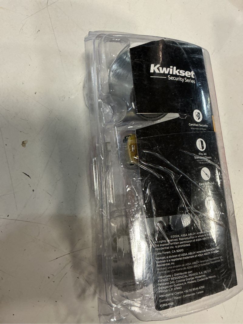 Condition photo showing As Is for kwikset security 660 series satin chrome single cylinder deadbolt with smartkey