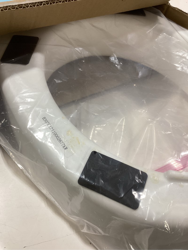 Condition photo showing As Is for Carex Toilet Seat Riser, Round Raised Toilet Seat Adds 3.5 inches to Toilet Height, for Assistance Bending or Sitting, 300 Pound Weight Capacity Toilet Riser