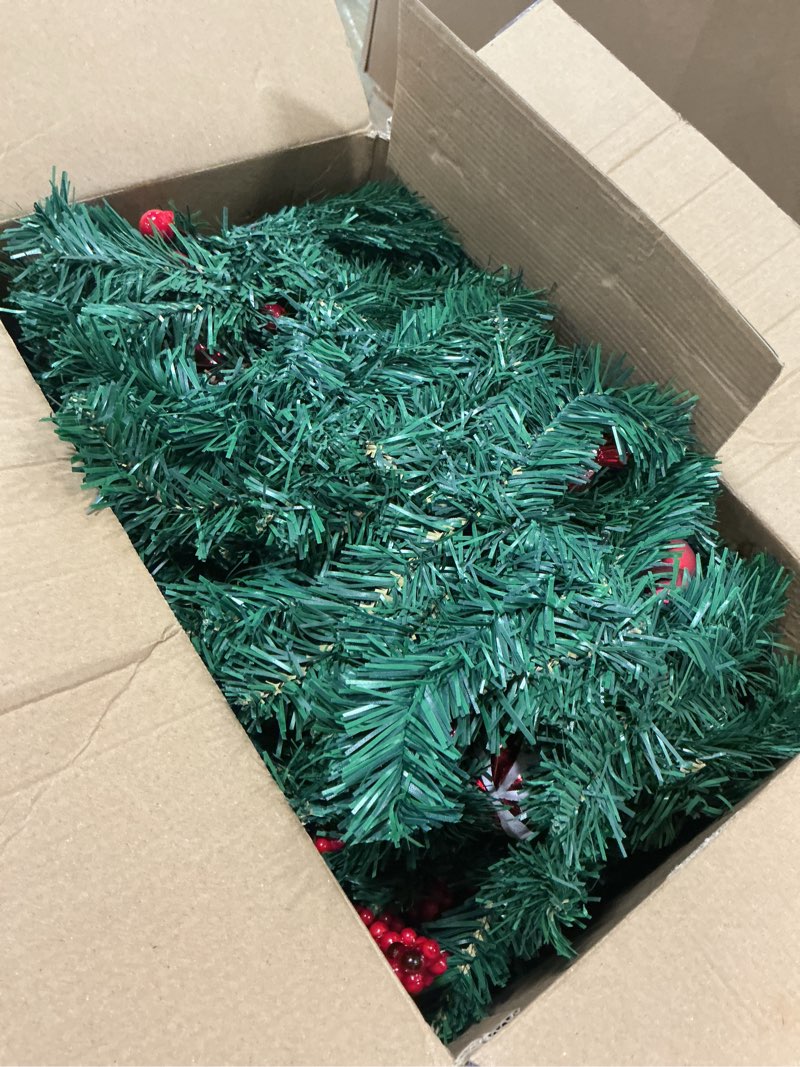 Condition photo showing Good Condition for MorTime 2 Pack 9 FT LED Christmas Garland with Pinecones Red Berries Bows Christmas Balls Candies, M