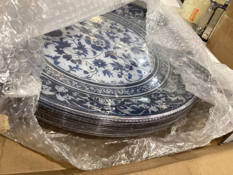 Condition photo showing Good Condition for hioasis 12pcs blue charger plates & platters - 13 inch plastic charger plates, heavy-duty, bpa-free, floral table chargers for dinner wedding & party & 4th ofjuly