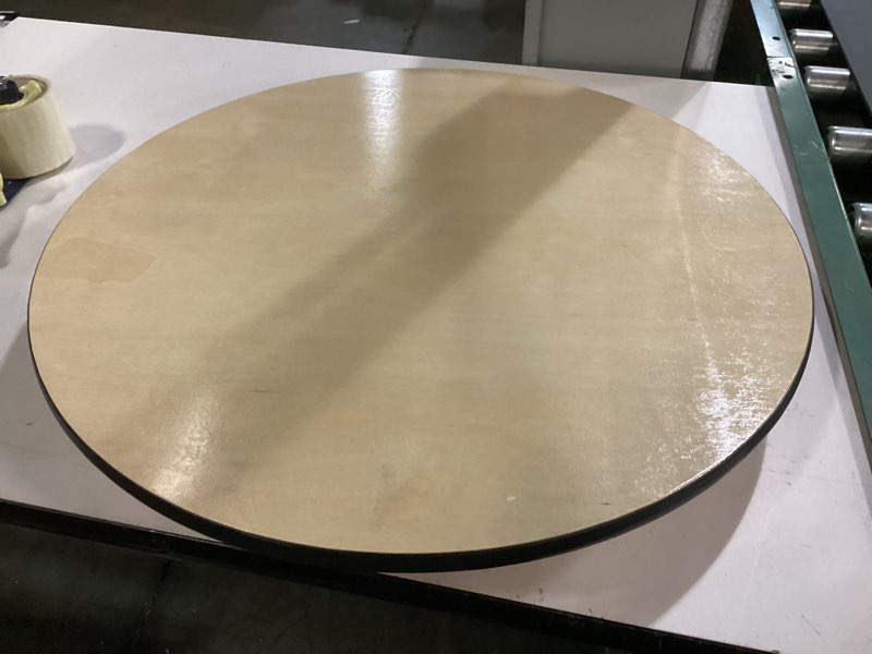 Condition photo showing As Is for flash furniture lars 24" round wood cocktail table with 30" and 42" adjustable columns, adjustable bar height, for events or home use natural 24 in