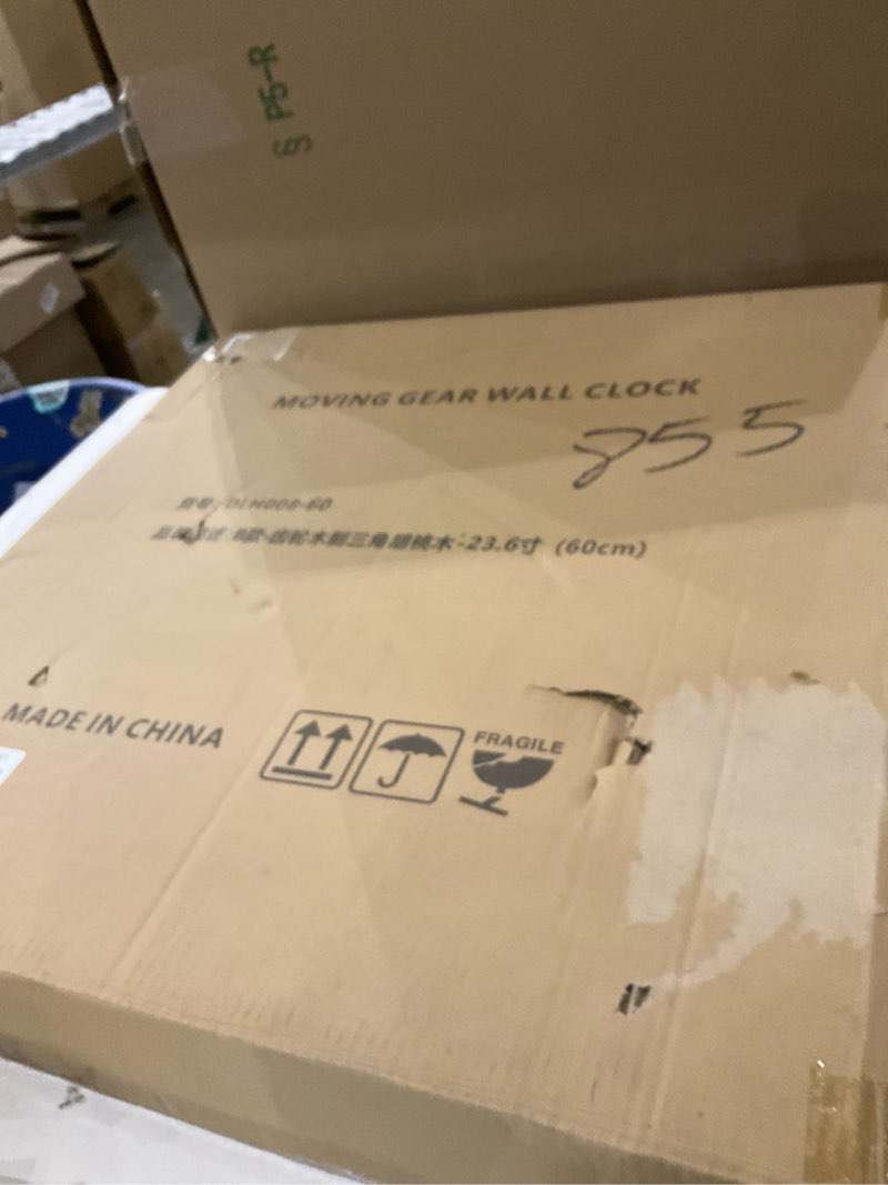 Condition photo showing New/Like New for The B-Style Large Wall Clock 24 inch Moving Gear Wall Clock Oversized Vintage Farmhouse Wall Clocks for Living Room Decor Rustic Industrial Wood Clock (Aqua Green) Aqua Green 24 inch (60 cm)