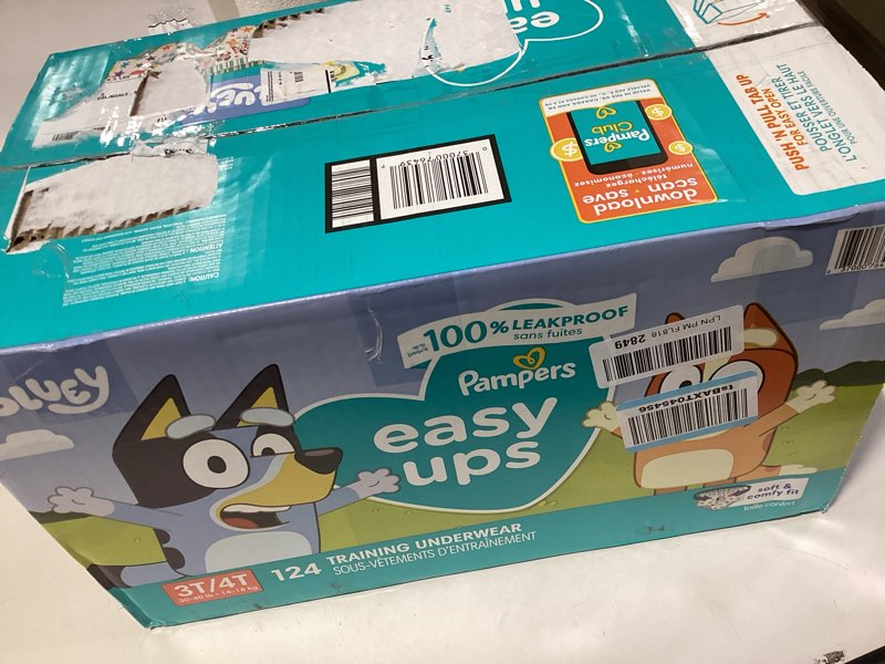 Condition photo showing New/Like New for pampers training pants - easy ups boys & girls bluey - size 3t-4t, 124 count, children's potty underwear (packaging may vary) 3t-4t 124