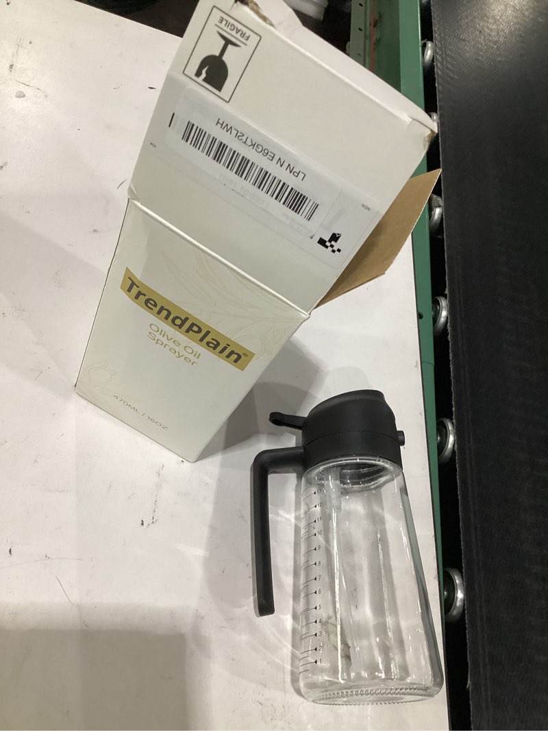 Condition photo showing Good Condition for trendplain 16oz/470ml glass olive oil sprayer for cooking – 2 in 1 olive oil dispenser bottle for kitchen gadgets and air fryer accessories, salad, bbq - black