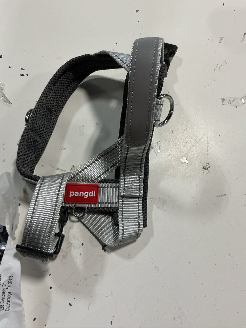 Condition photo showing Good Condition for (size:m)no pull dog harness with handle, reflective dog vest, light grey, m | adjustable, front leash clip, safety lock buckle, breathable mesh padded, quick fit, for boston terrier & small dogs light grey medium