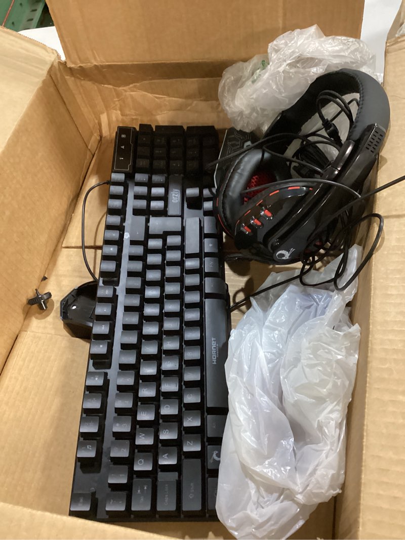 Condition photo showing As Is for Gaming Keyboard and Mouse and Mouse pad and Gaming Headset, Wired LED RGB Backlight Bundle for PC Gamers and Xbox and PS4 Users - 4 in 1 Edition Hornet RX-250